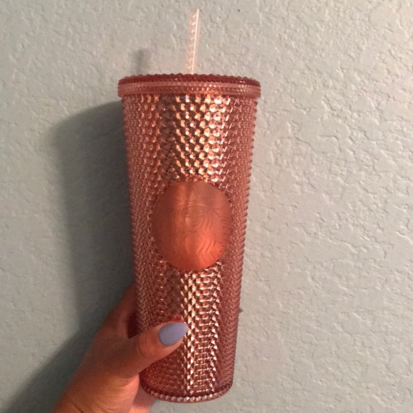 starbucks rose gold studded tumbler
